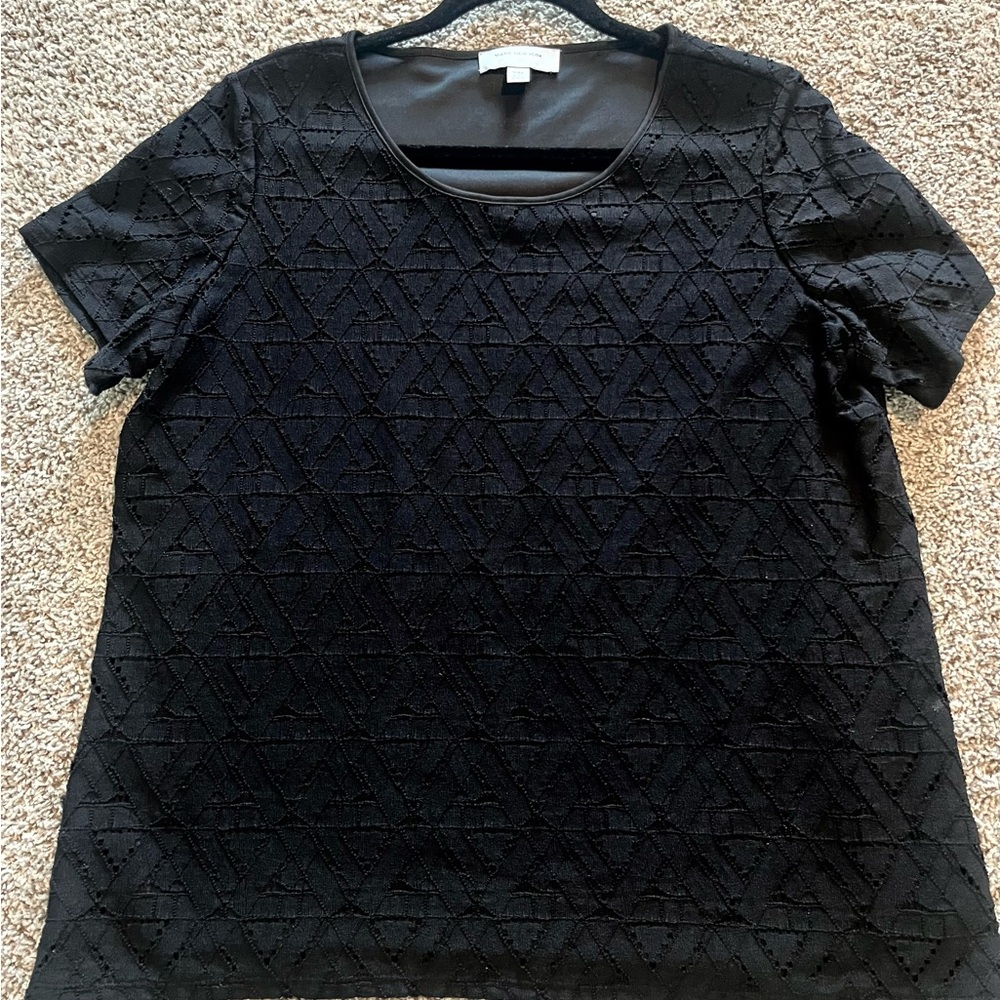 Marc New York Black Geometric Women's Tee XL. Deep black color